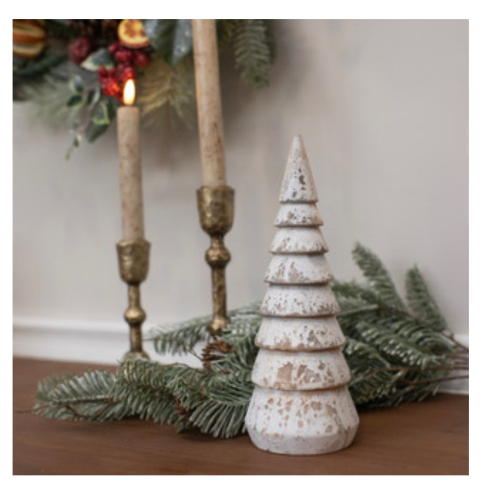 9" White Wooden Tree No Base