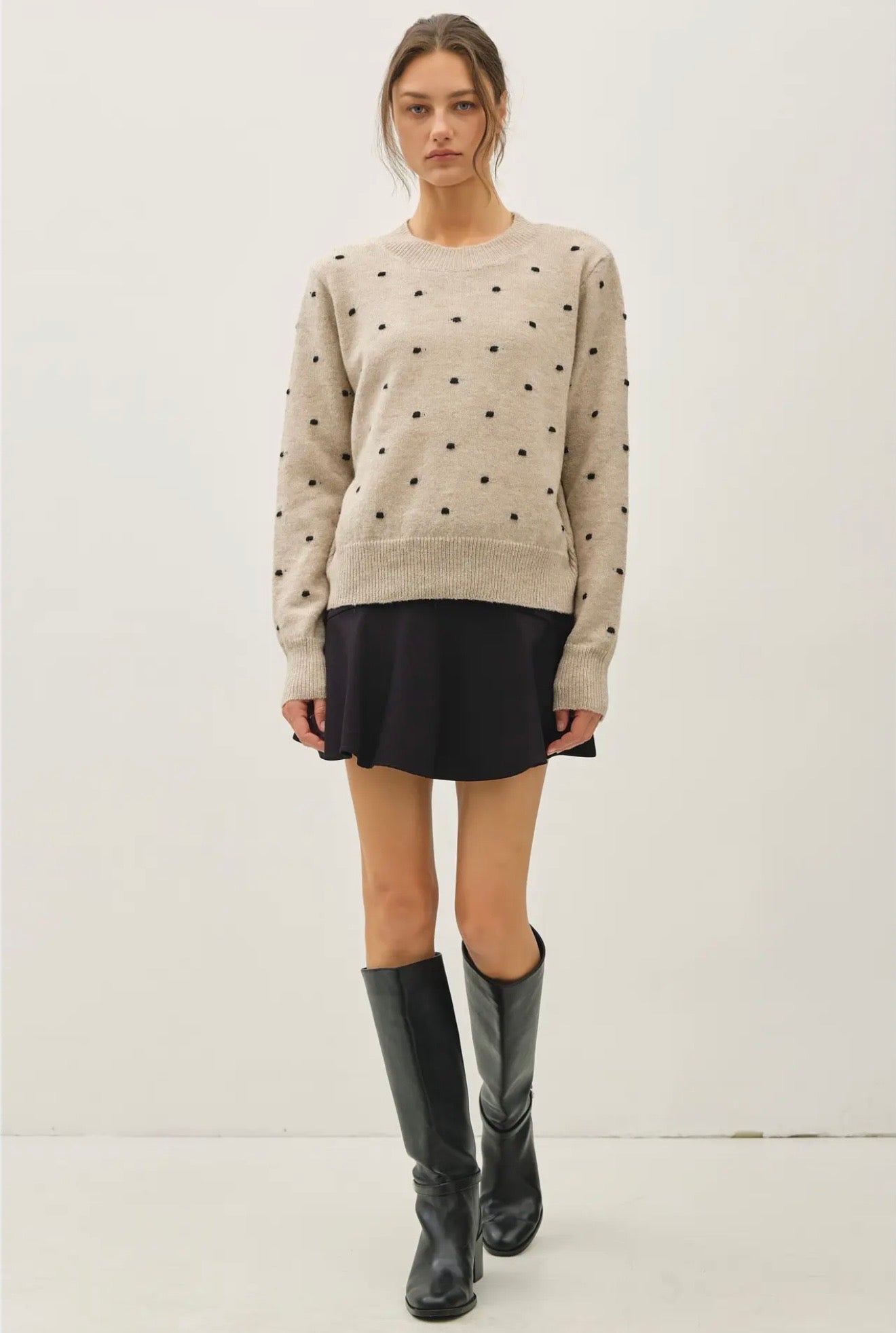 Cozy Dotted Knit Crewneck