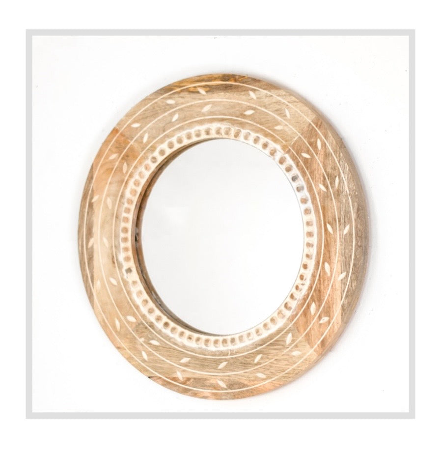 18" Round Washed Mango Mirror