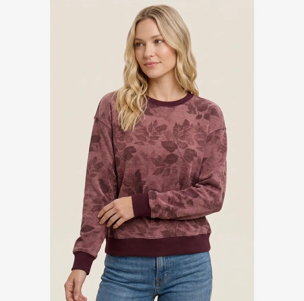 Ribbed Floral Print Top
