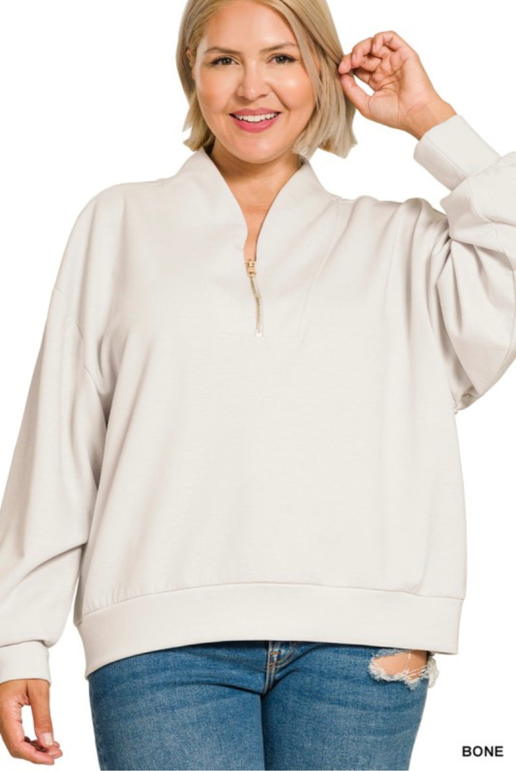 Curvy Scuba Half Zip Pullover