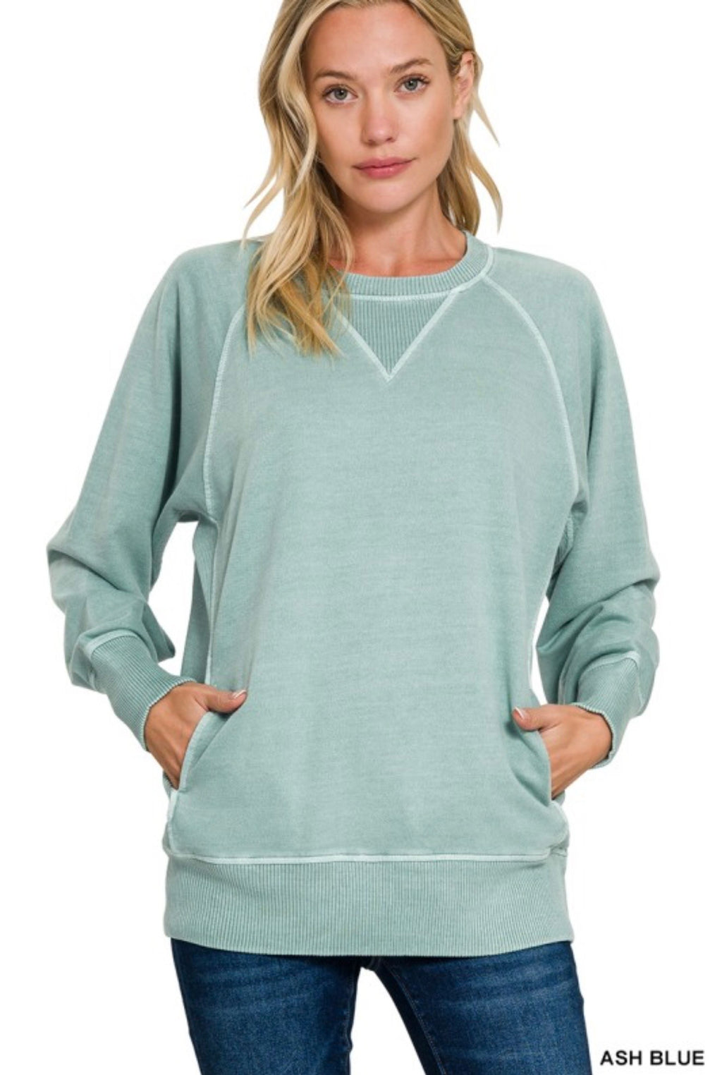 Pigment Dyed French Terry Pullover with Pockets