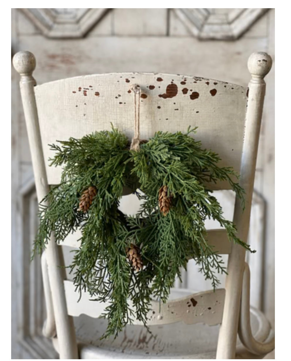 14" Mini Hanging Cedar Wreath