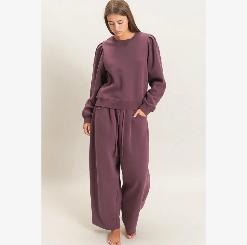 Puff Sleeve Crewneck Sweatshirt