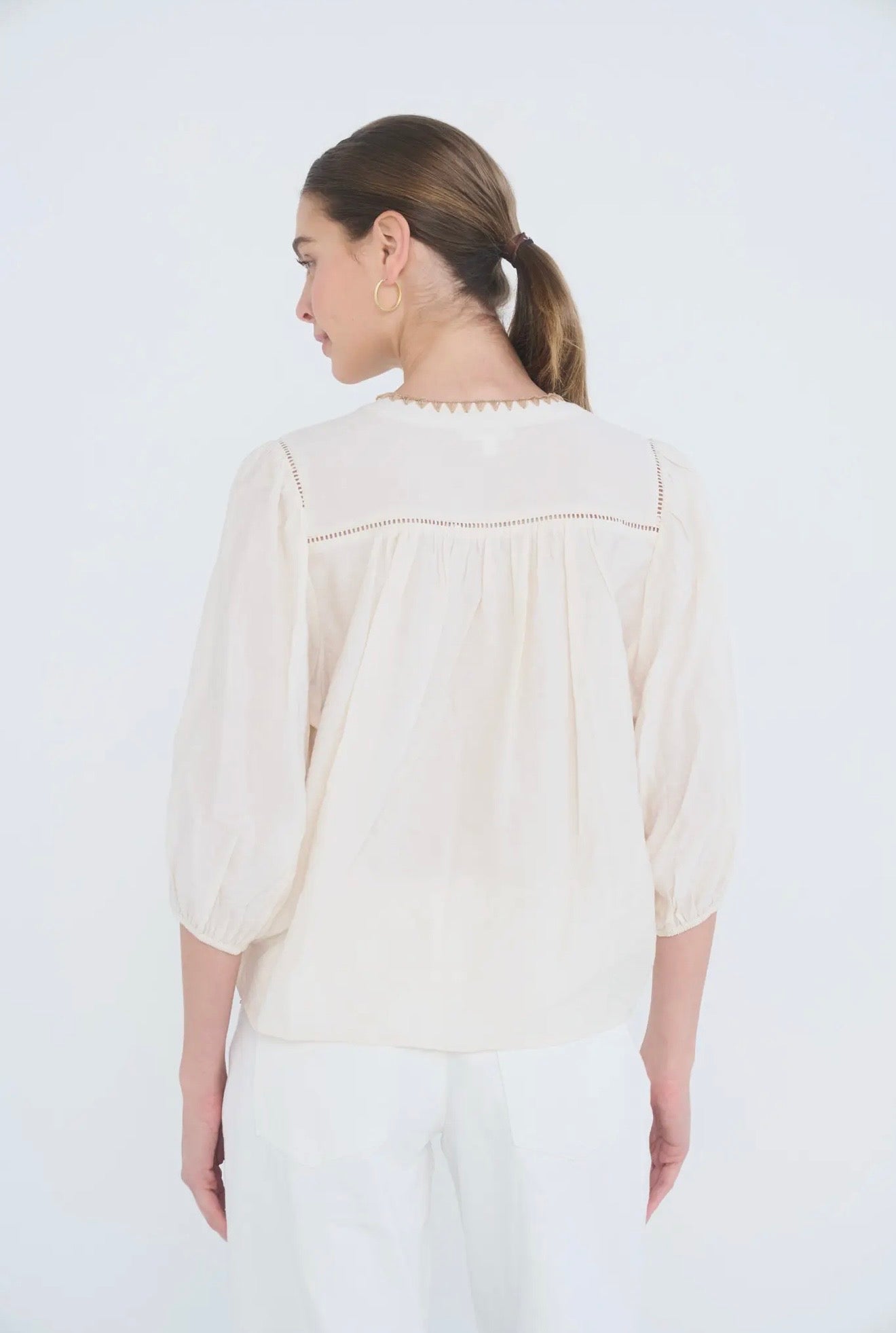 Contrast Stitch Button Down Blouse