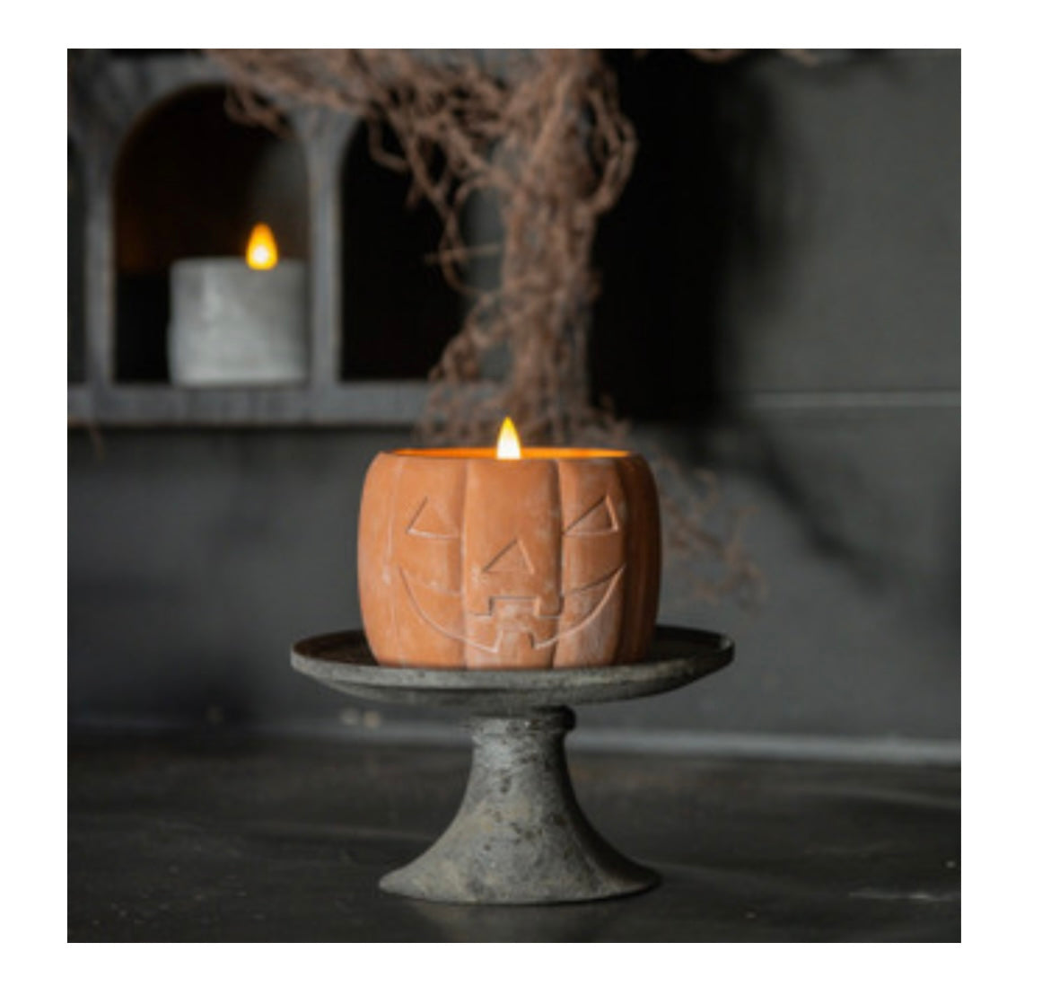 3.75" Orange Jack-o-lantern LED Candle