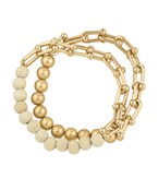 Two tone beaded and paperclip bracelet