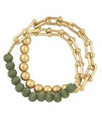 Two tone beaded and paperclip bracelet