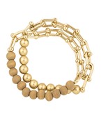 Two tone beaded and paperclip bracelet