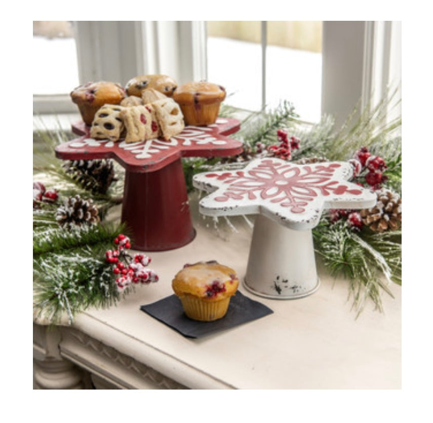 White Snowflake Cake Stand Small