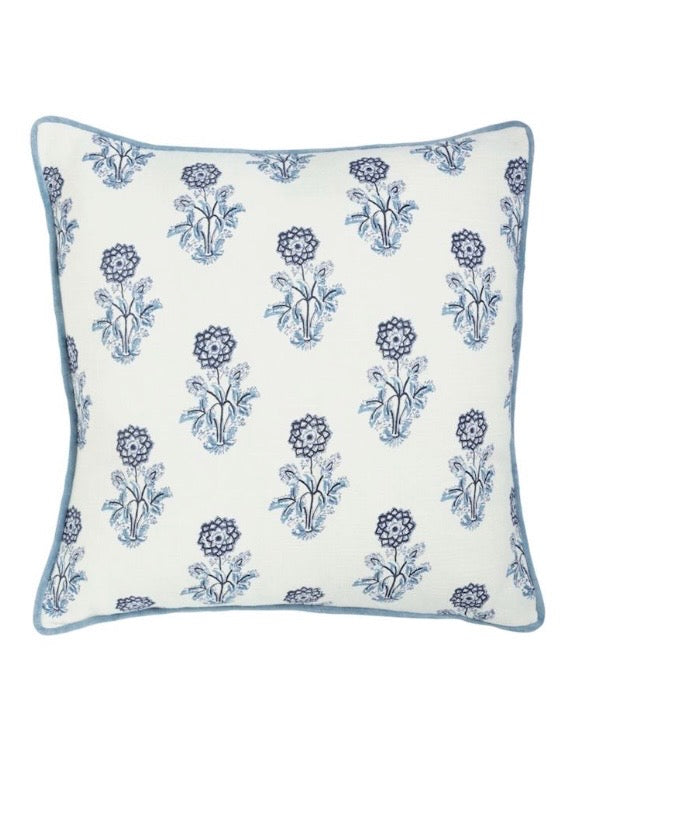 Blue Small Print Pattern Throw Pillow