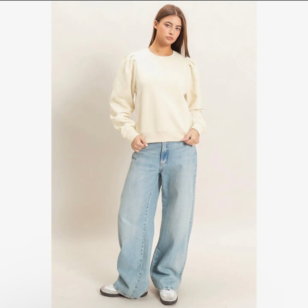 Puff Sleeve Crewneck Sweatshirt
