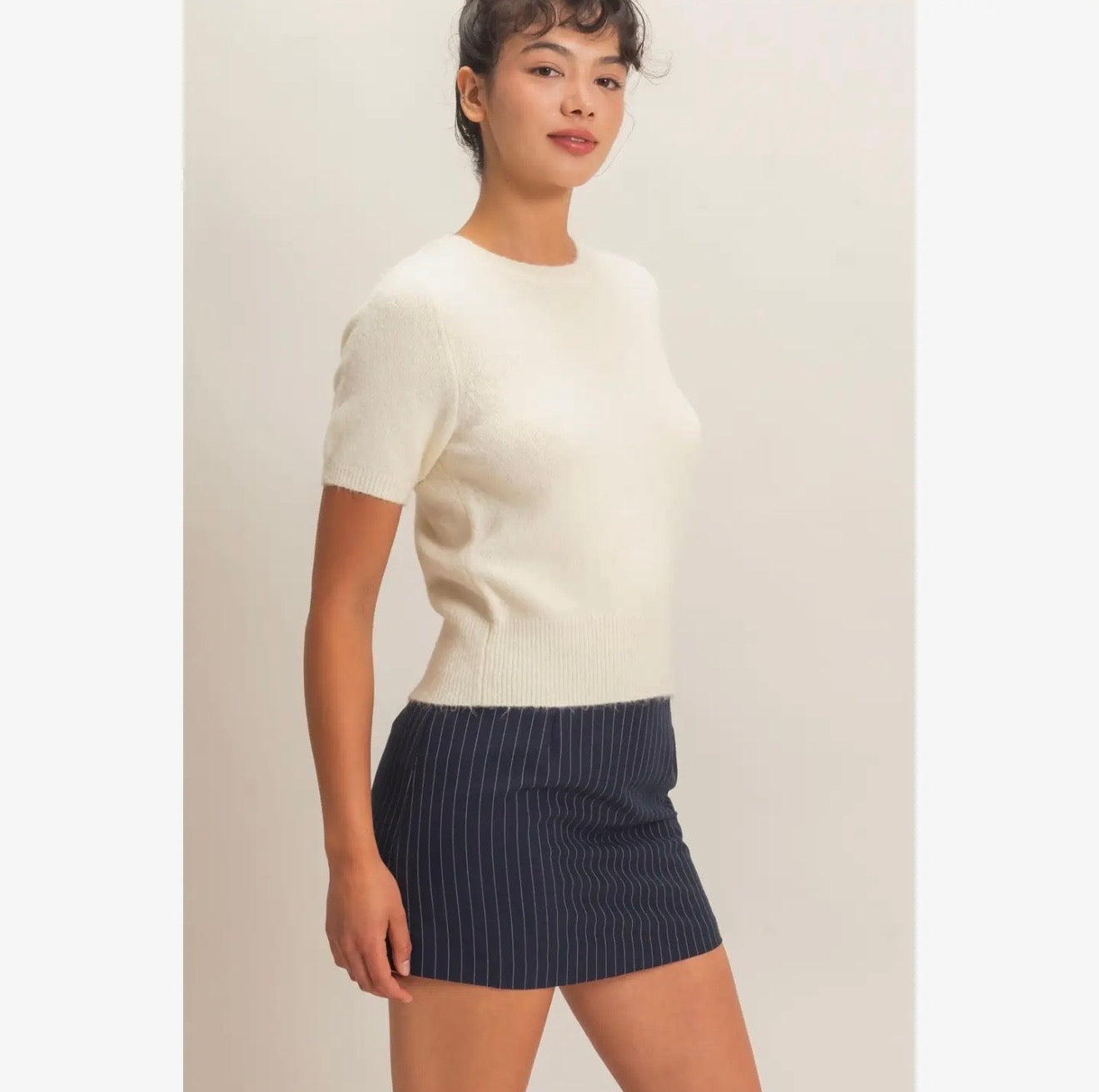 Short Sleeve Crew Neck Sweater