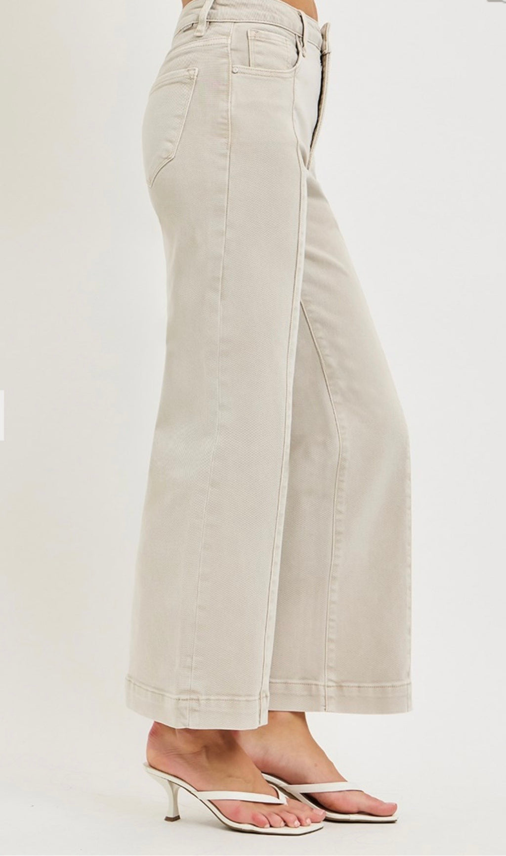 Risen Almond Front Seam Wide Leg Jean