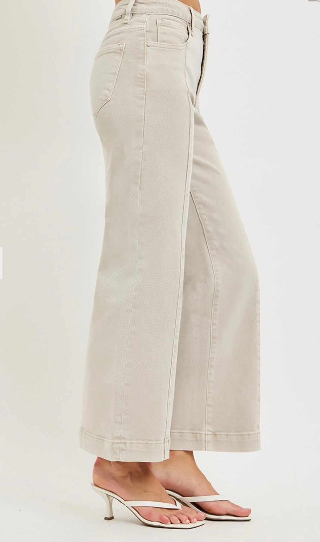 Risen Almond Front Seam Wide Leg Jean