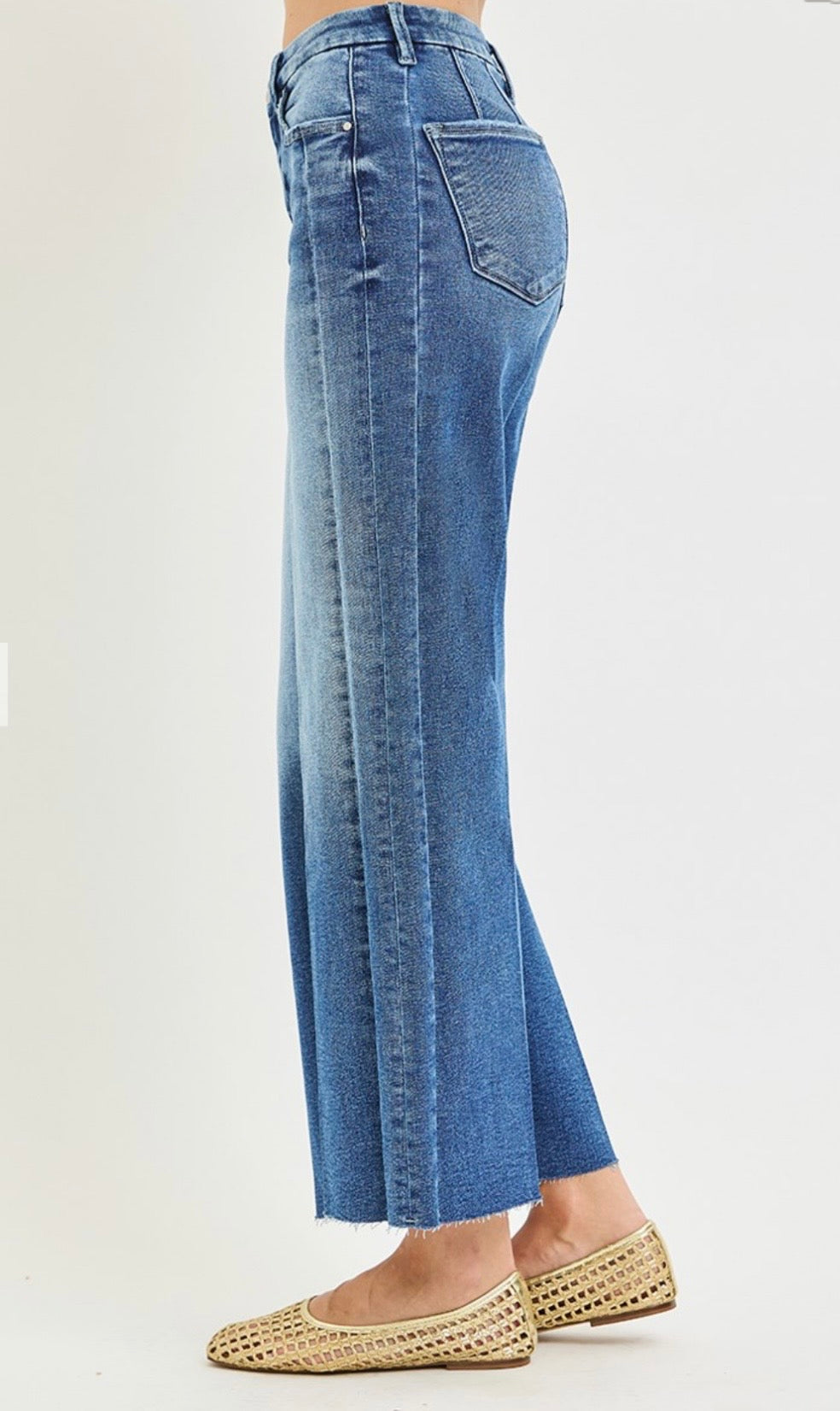 Risen High Rise Crop Side Seam Jeans