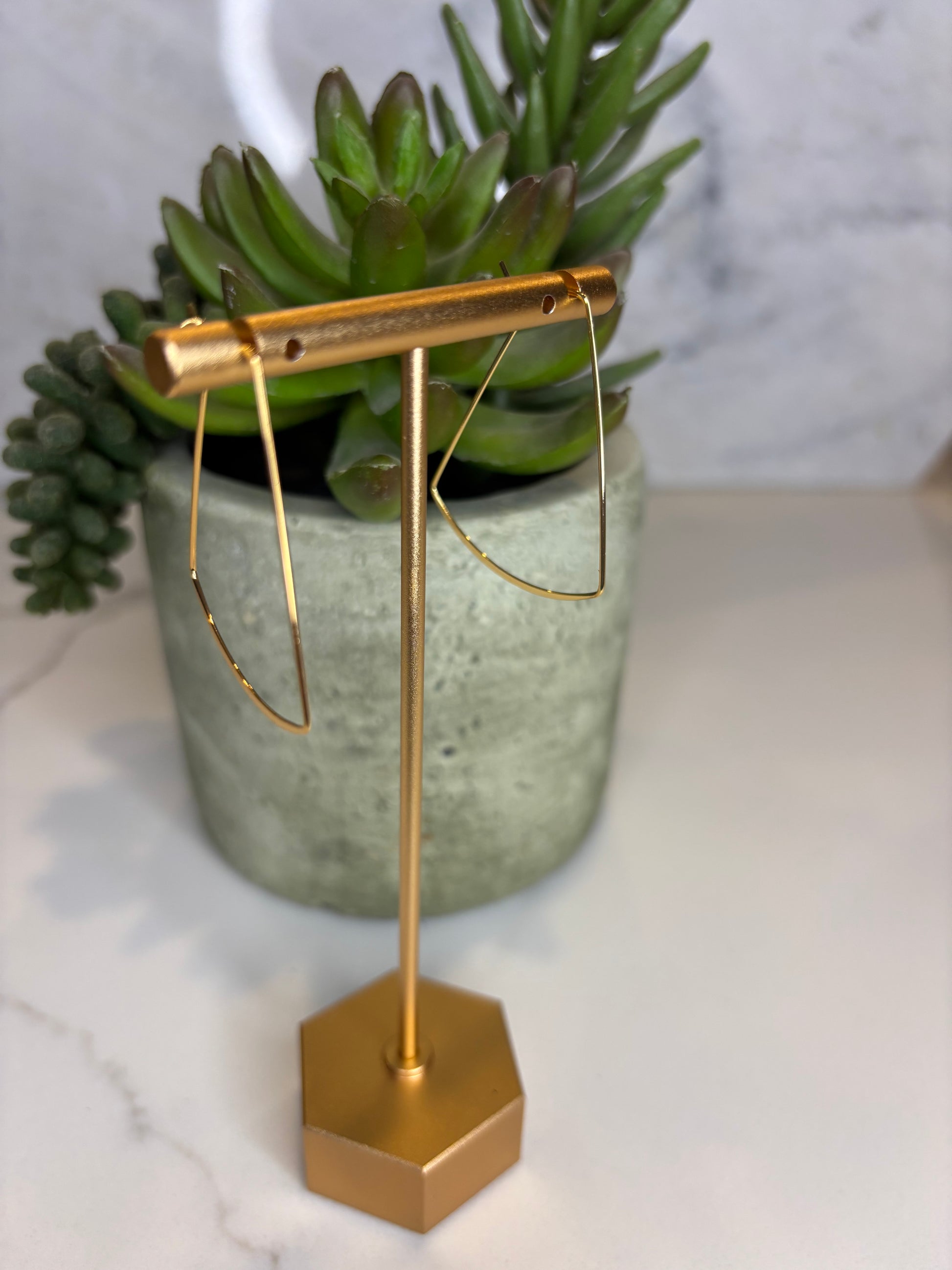 Large Gold Triangular Hoop Earrings
