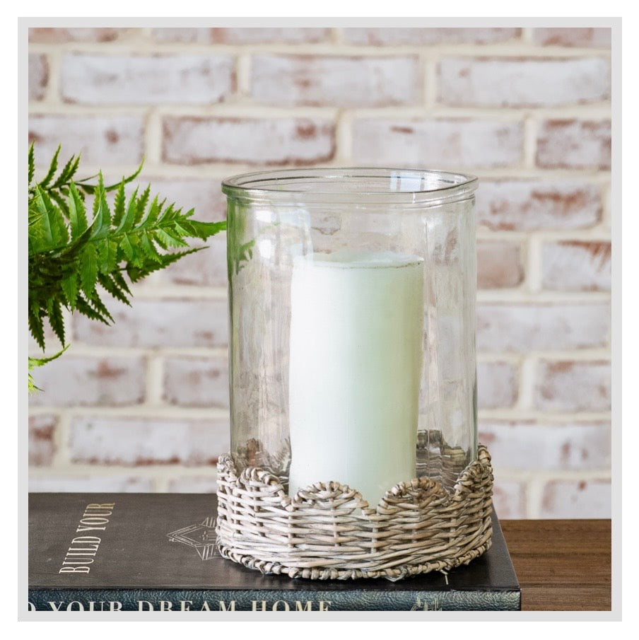 8.5" Willow Base Glass Candle Holder