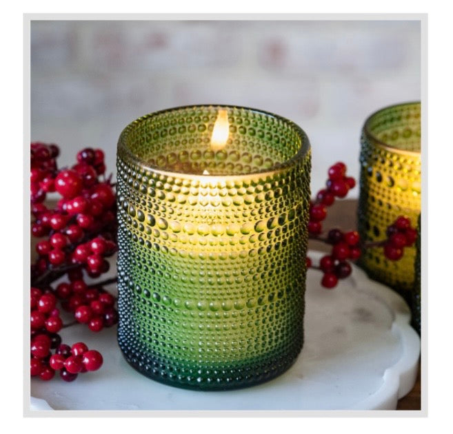 5" Green Beaded Glass LED Candle