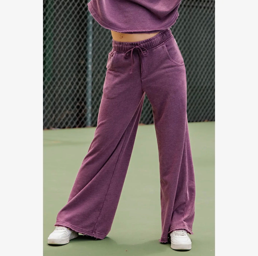Mineral Wash Terry Wide Leg Sweatpants