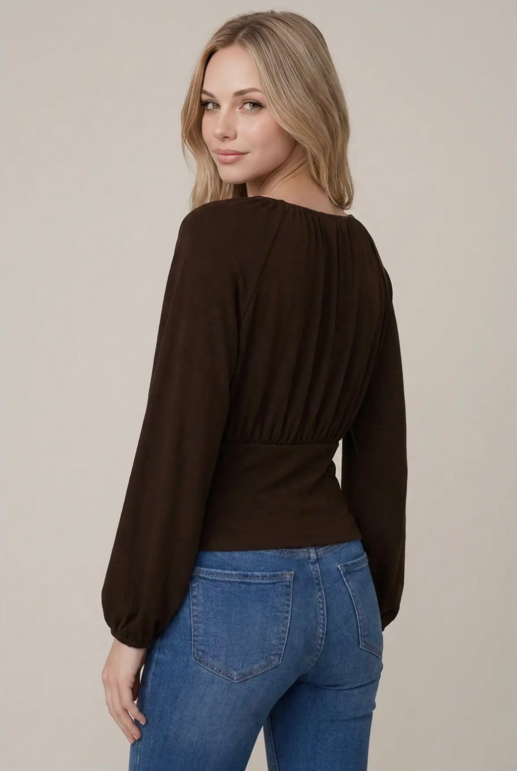 Brushed Knit Balloon Sleeve Top