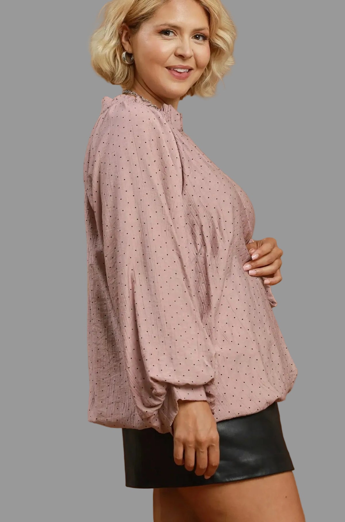 Curvy Polka Dot Rose Blouse