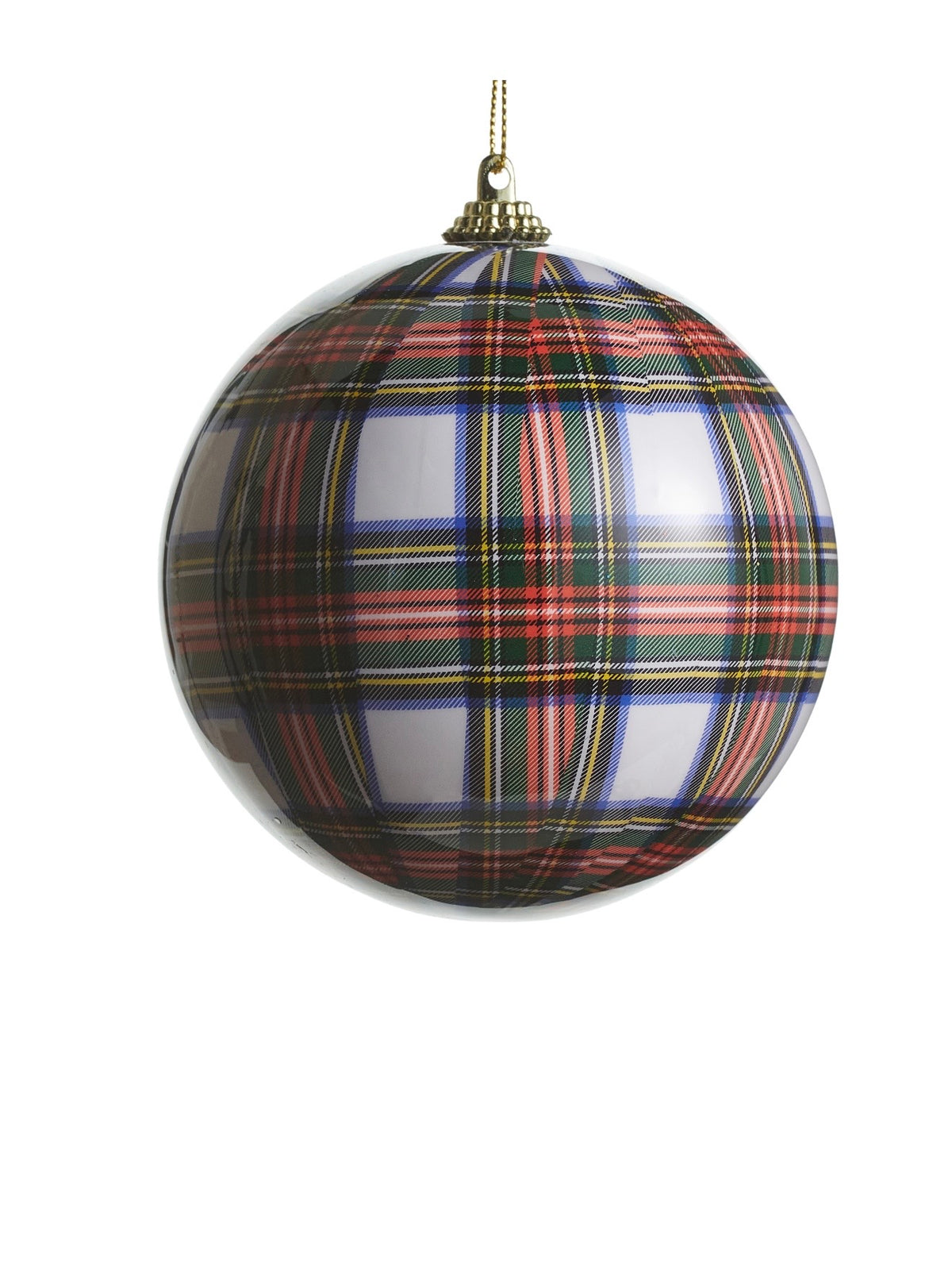 4" White Plaid Ornament