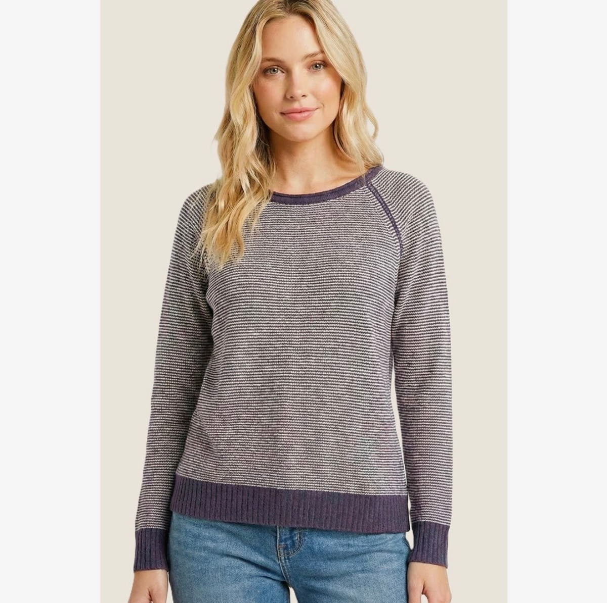 Pinstripe Crewneck Sweater