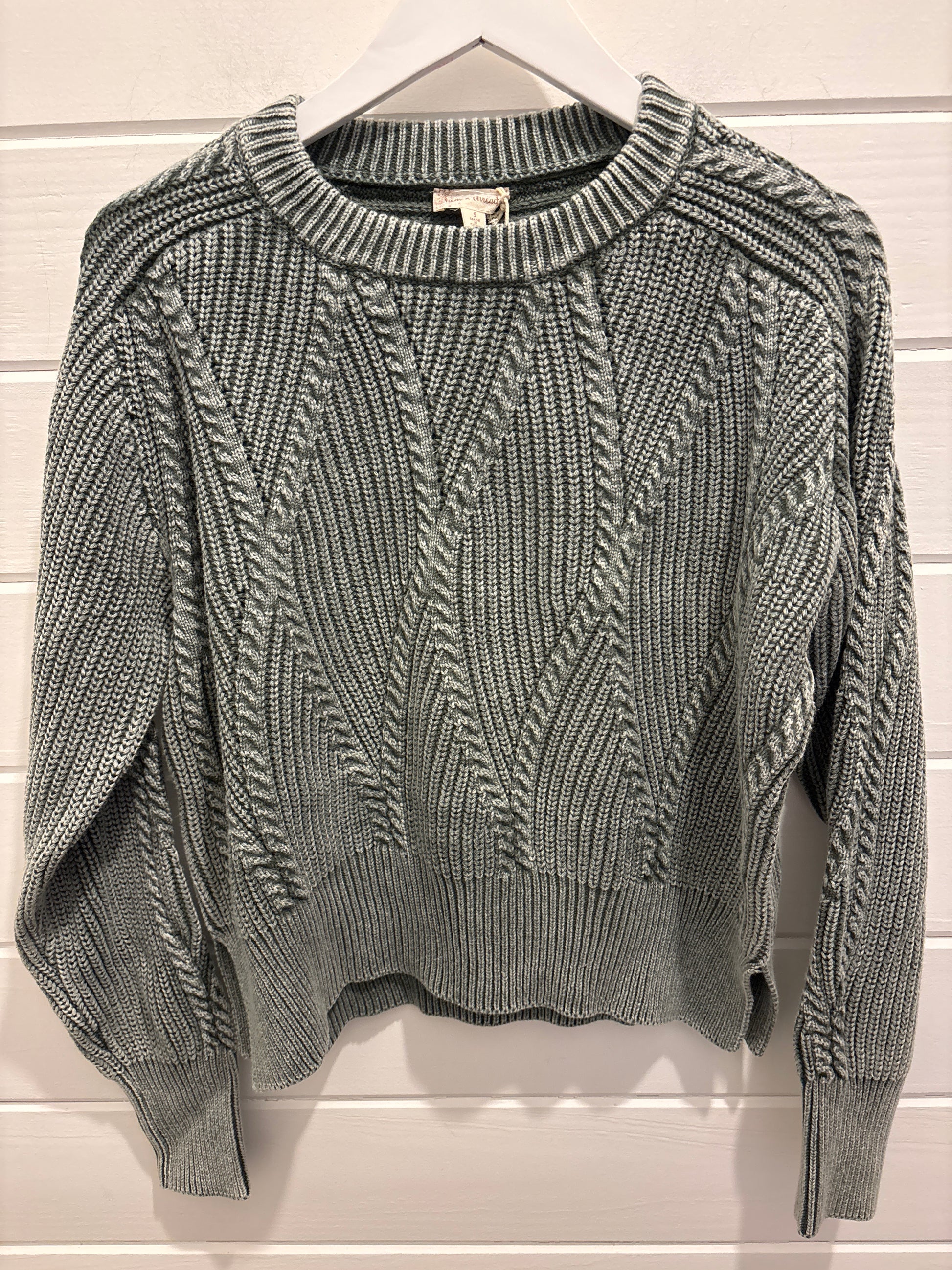 Mineral Wash Cable Knit Sweater