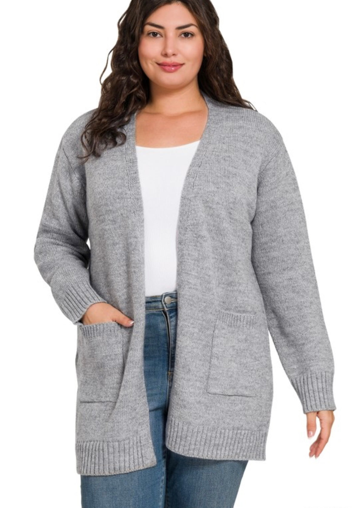 Curvy Long Open Cardigan