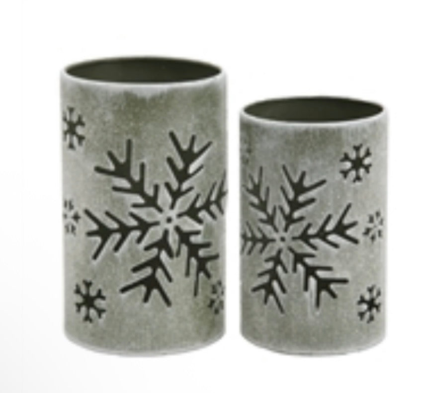 Green Snowflake Cutout Lanterns