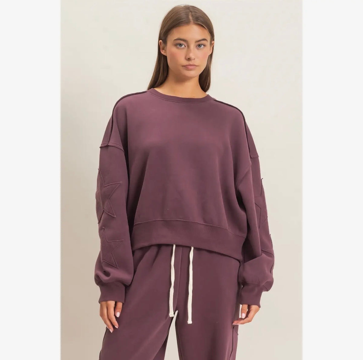 Star Patch Sleeve Sweatshirt