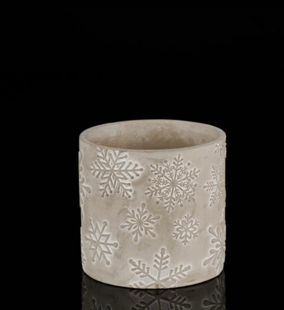 Whitewash Cement Snowflake Planter