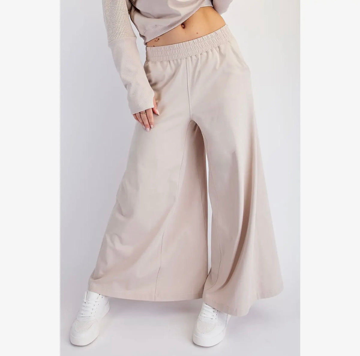 Mock Neck Sweatshirt and Wide Leg Pant Set