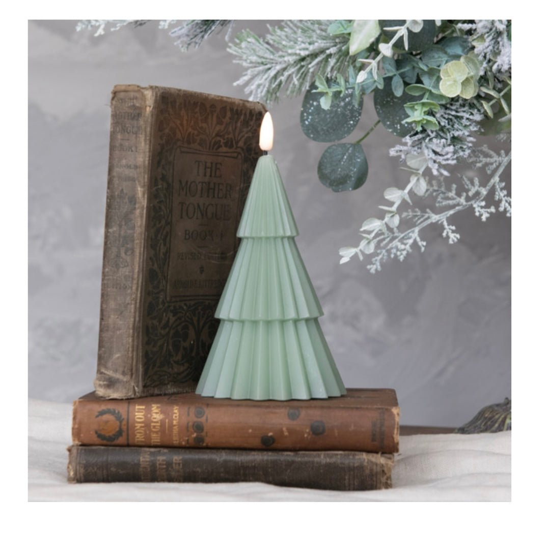 7" Green Tree LED Candle