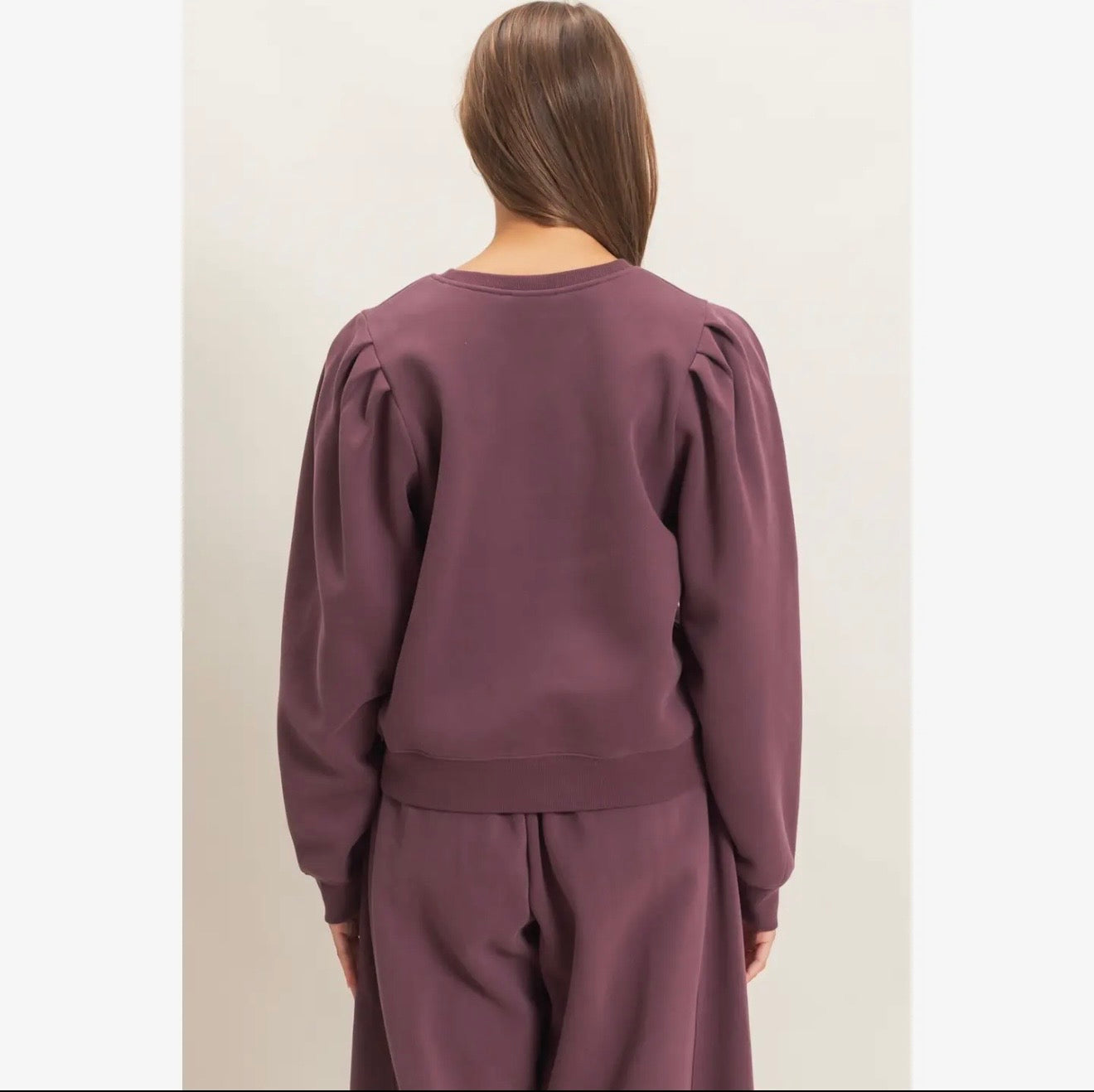 Puff Sleeve Crewneck Sweatshirt
