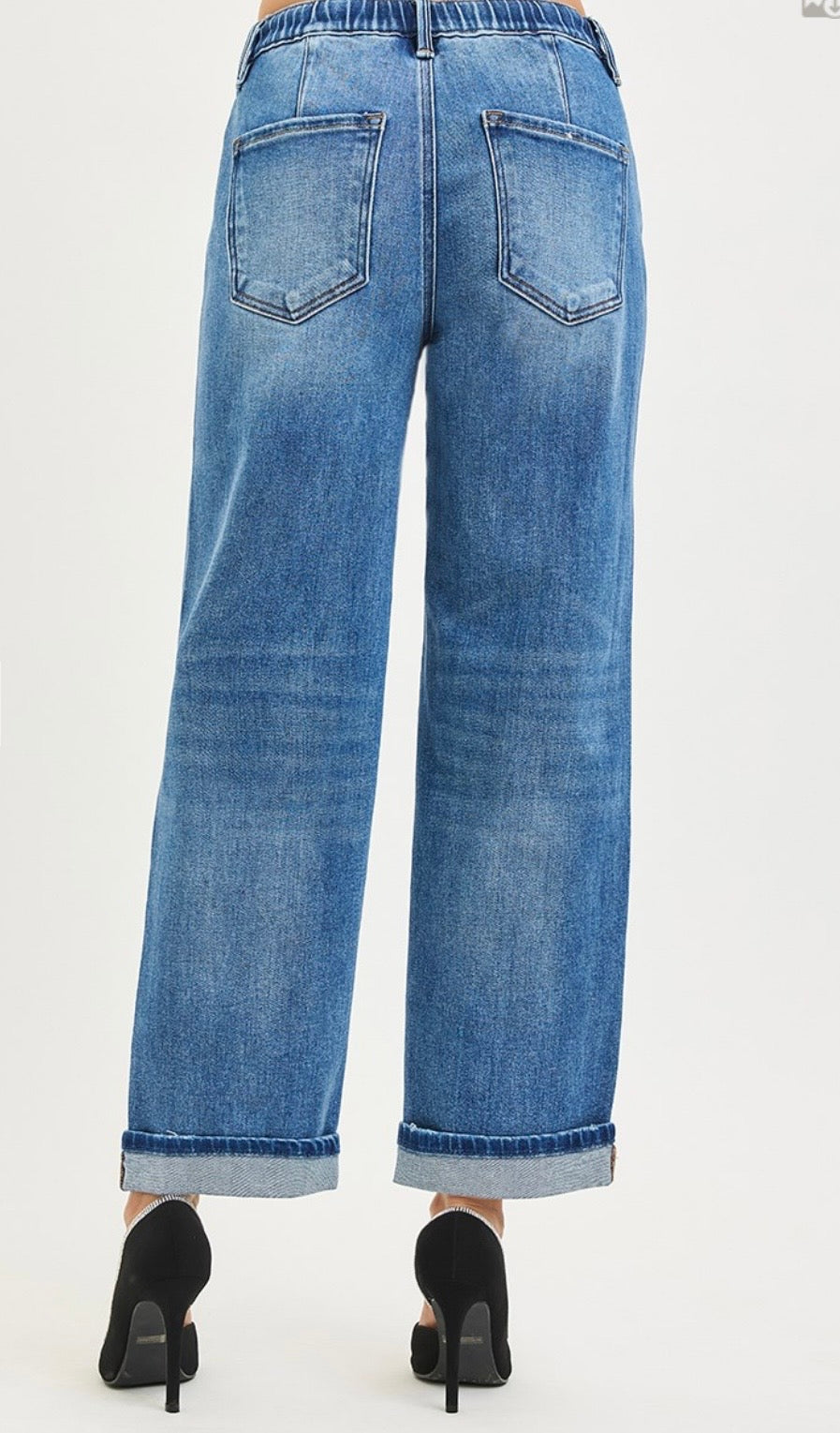 Risen Drawstring Waist Boyfriend Ankle Jean