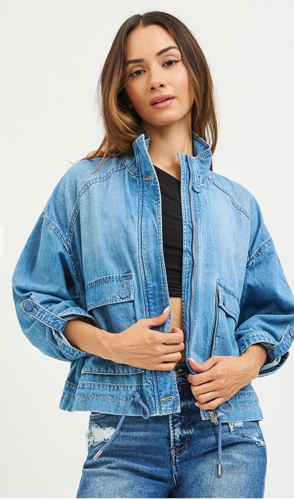 Risen Drawstring Denim Jacket