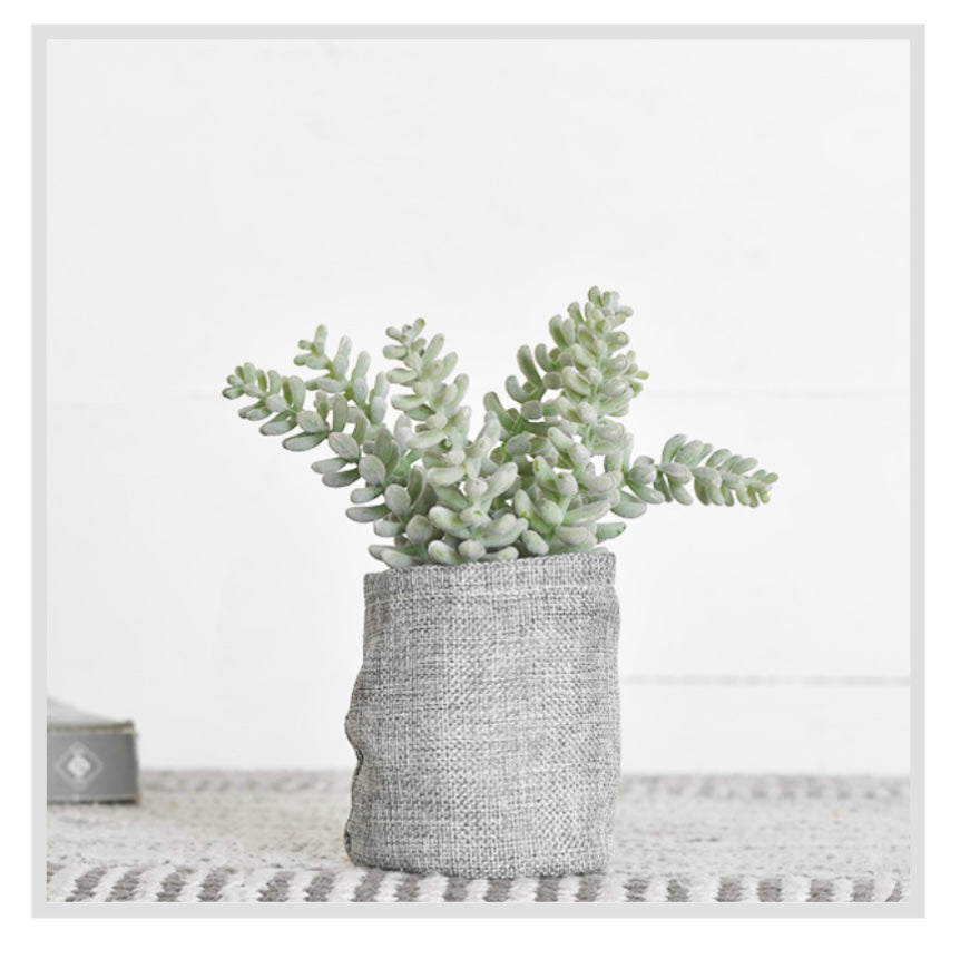 7.5" FLOCKING SUCCULENT IN GUNNY BAG