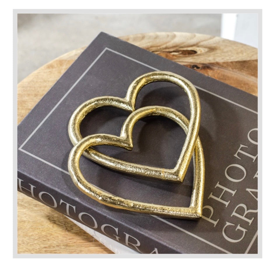 Interlocking Gold Metal Hearts