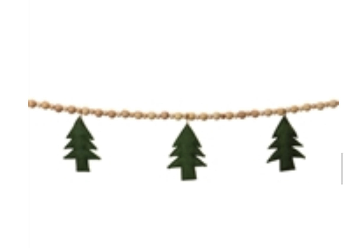6' Beaded Green Tree Garland