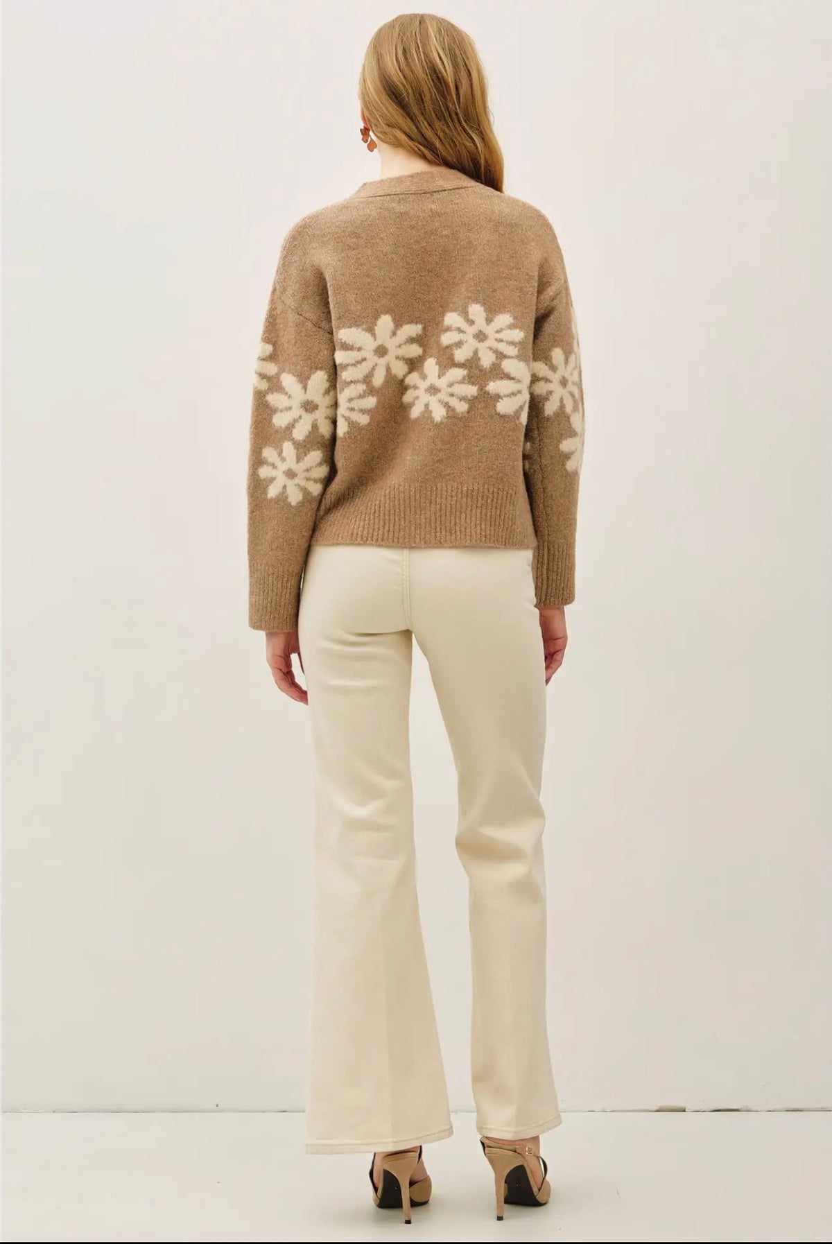 Wool Blend Floral Cardigan