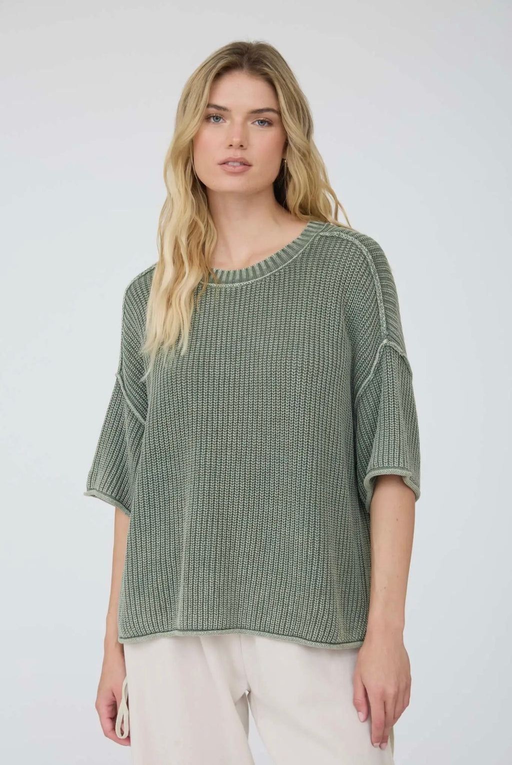 Mineral Washed Short Sleeved Sweater