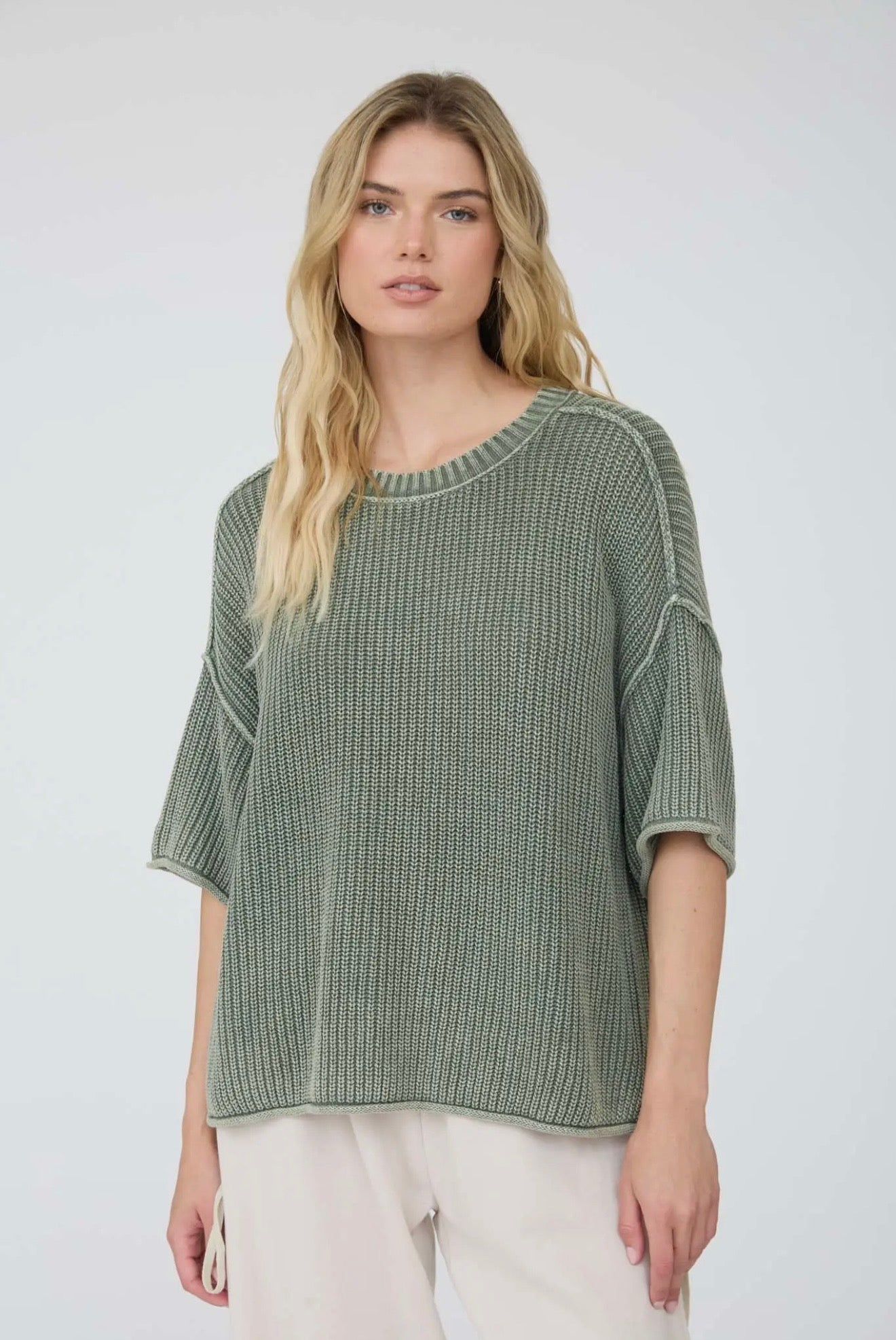 Mineral Washed Short Sleeved Sweater