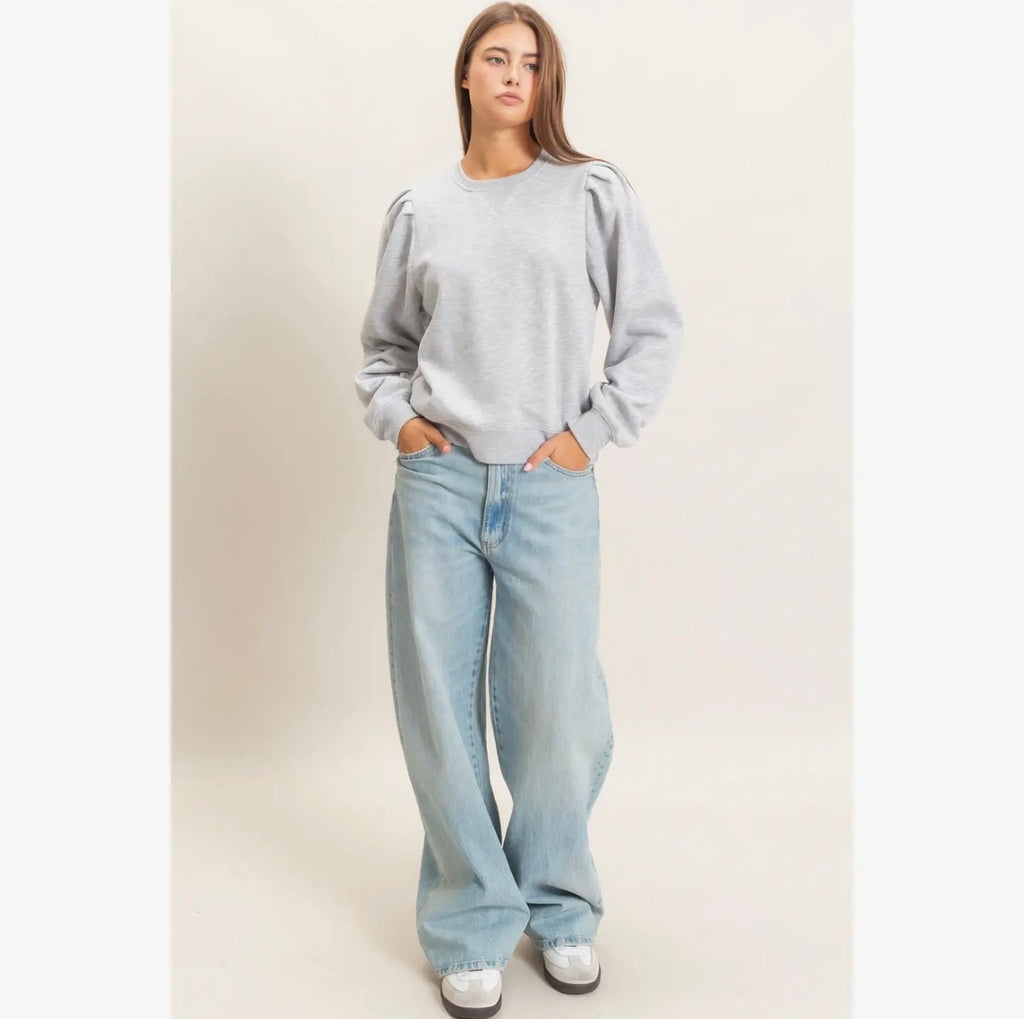 Puff Sleeve Crewneck Sweatshirt