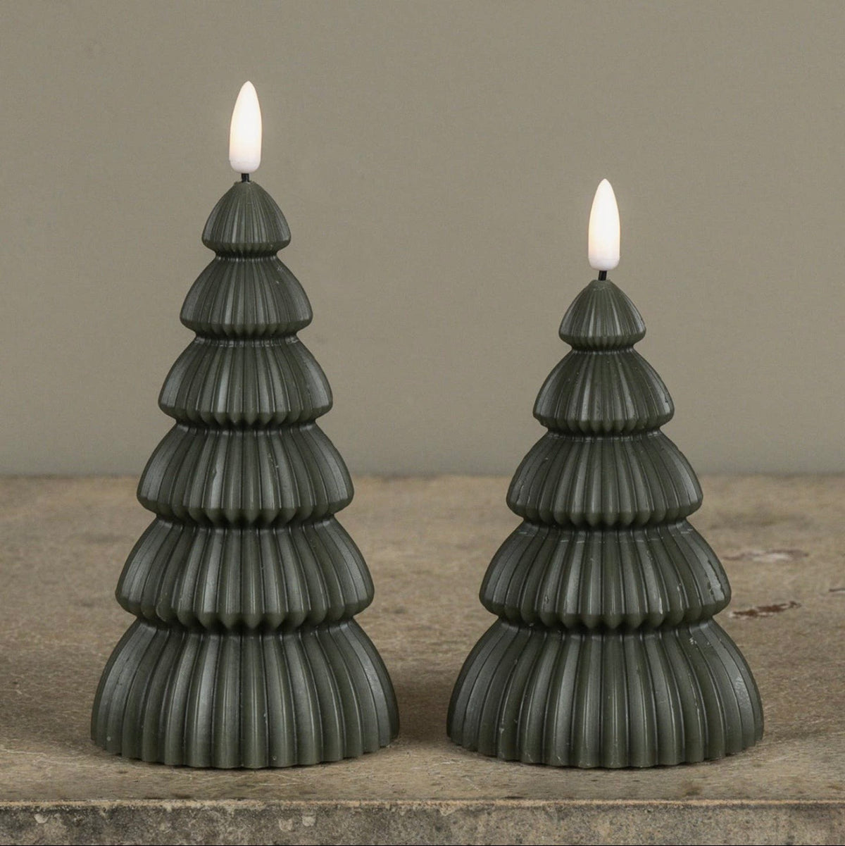 5" Noble Dark Green 3D Flame LED Candle