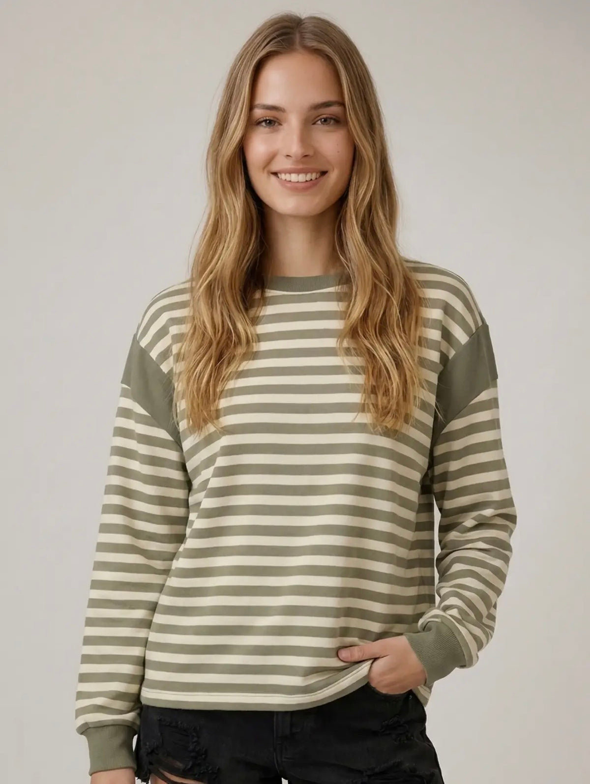 Stripe Shoulder Detail Sweatshirt