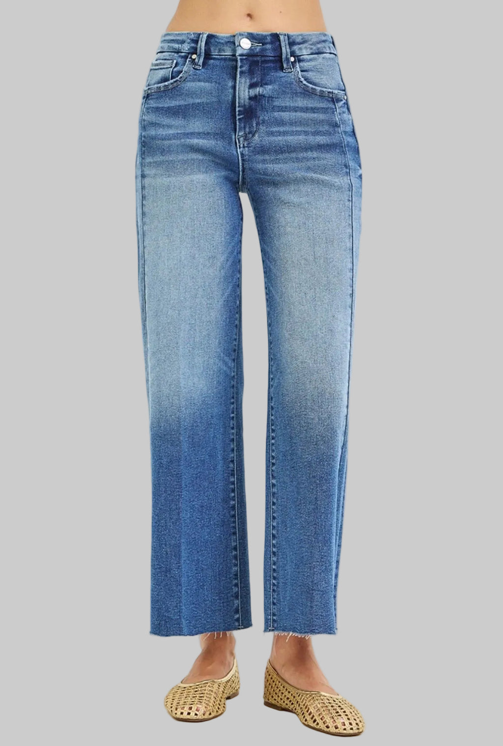Risen High Rise Crop Side Seam Jeans