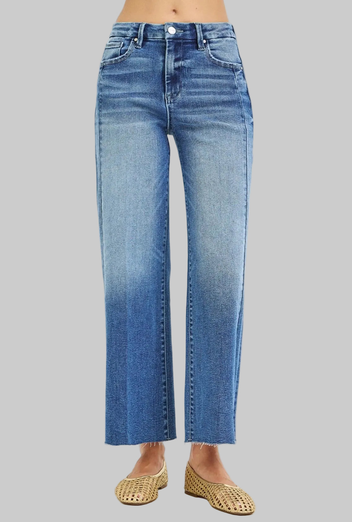 Risen High Rise Crop Side Seam Jeans
