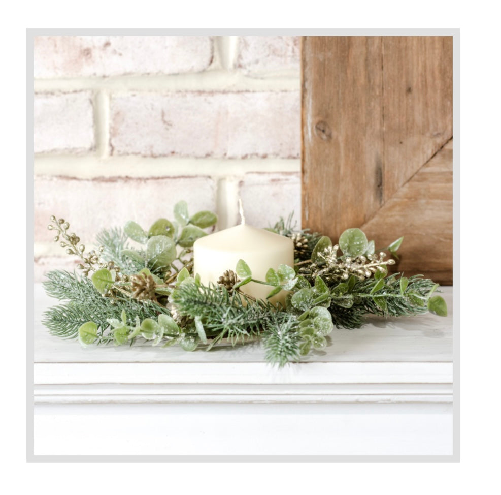 5" MIXED GREEN CANDLE RING